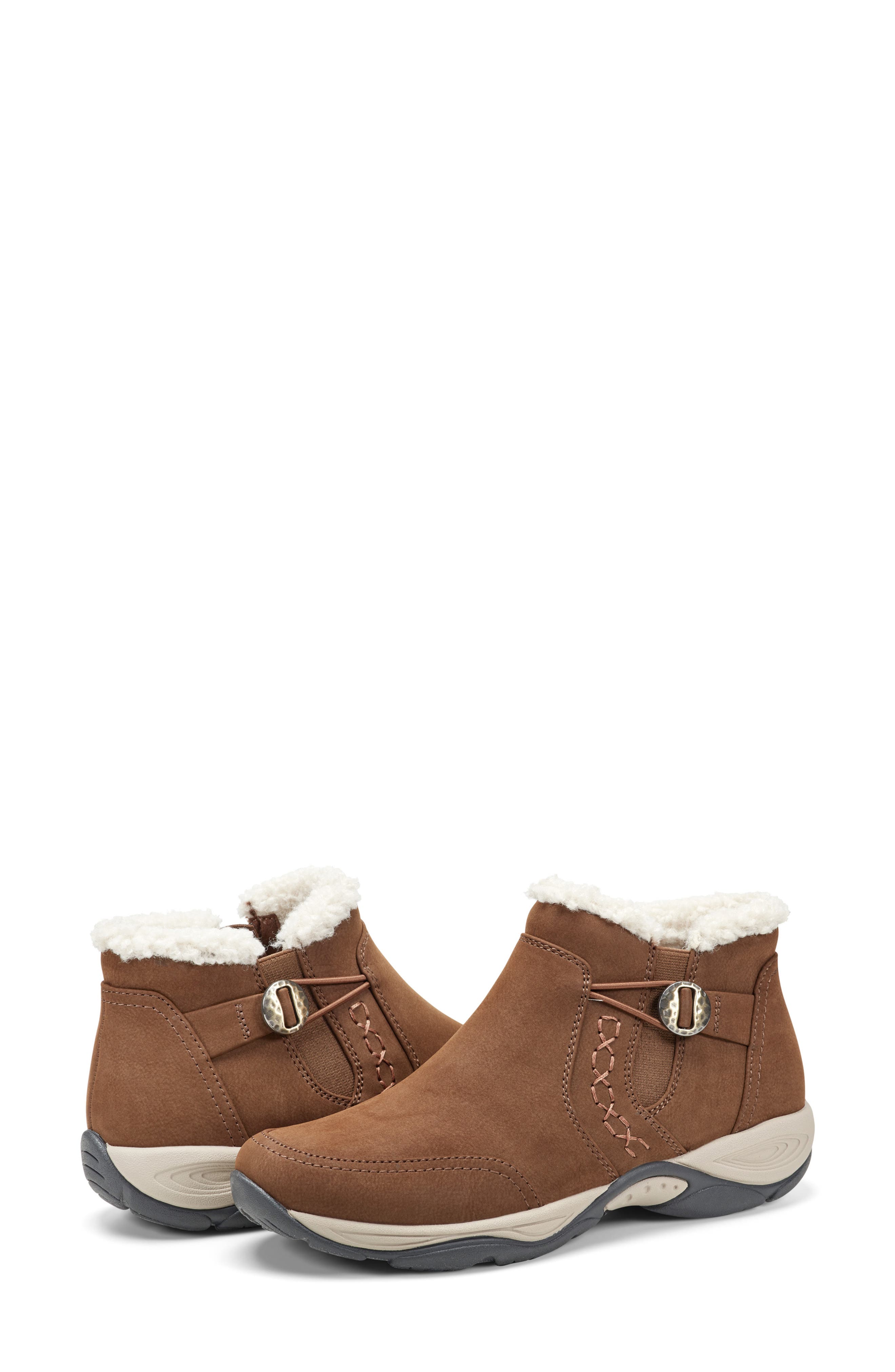 Easy Spirit Erique Water Repellent Faux Shearling Lined Bootie, Alternate, color, Dark Brown