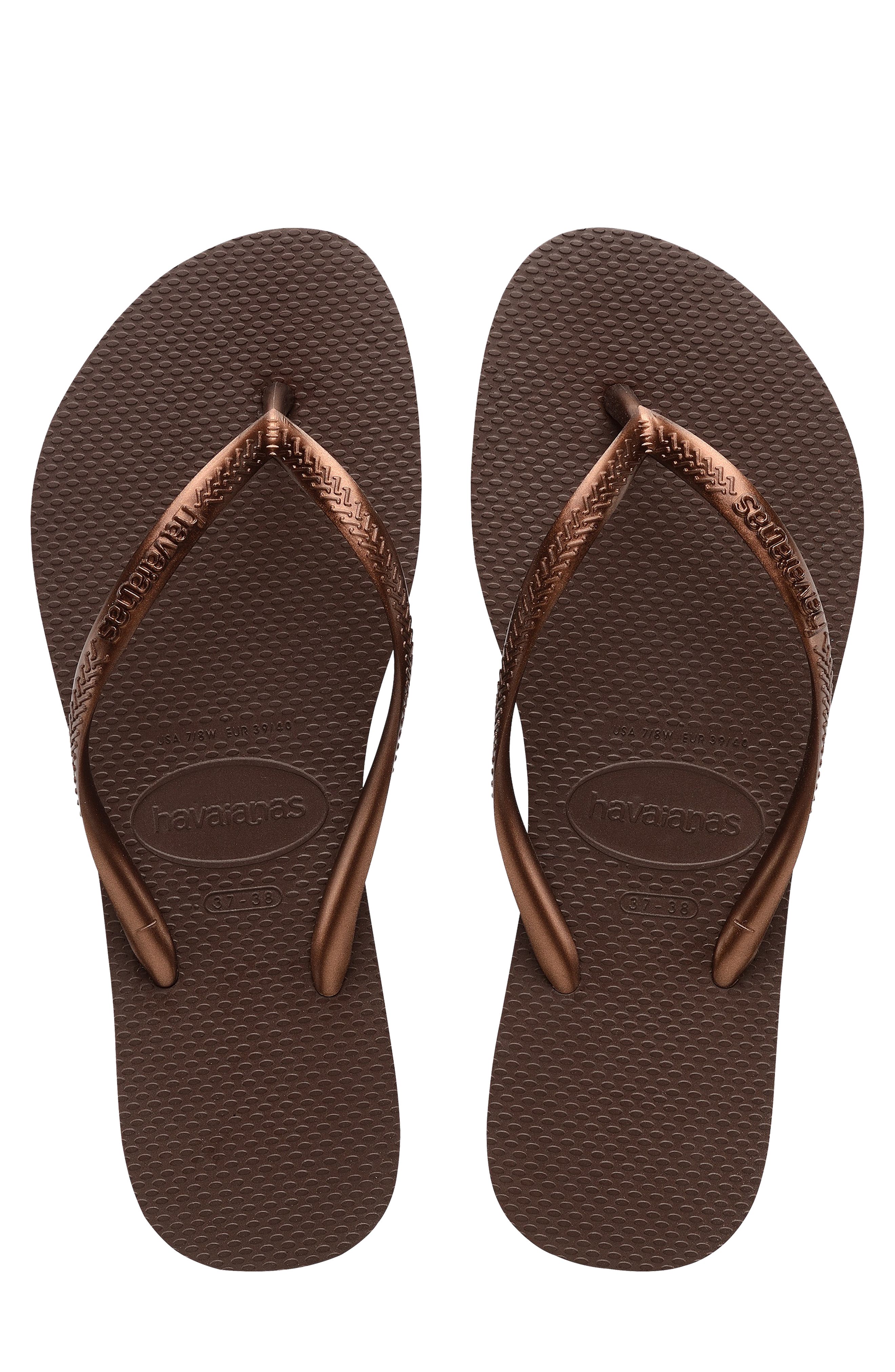 Slim Flip Flop, Alternate, color, DARK BROWN METALLIC
