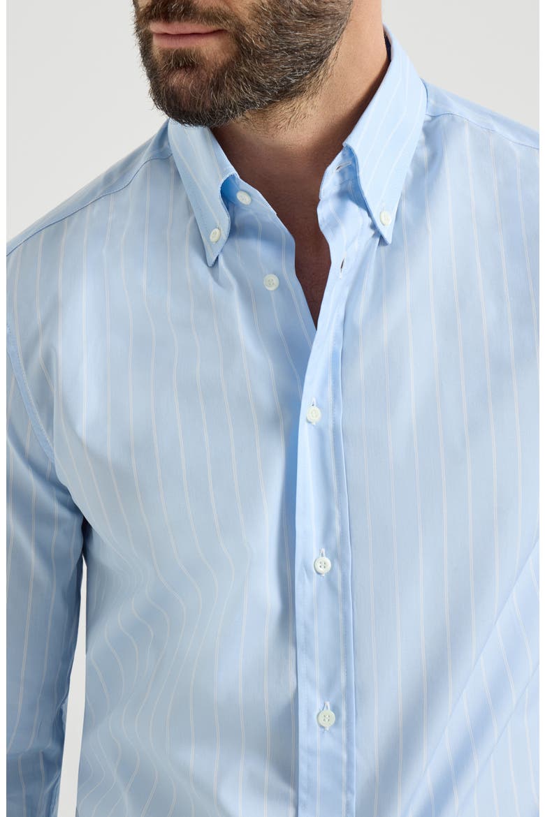 Striped poplin shirt, Alternate, color, Azure