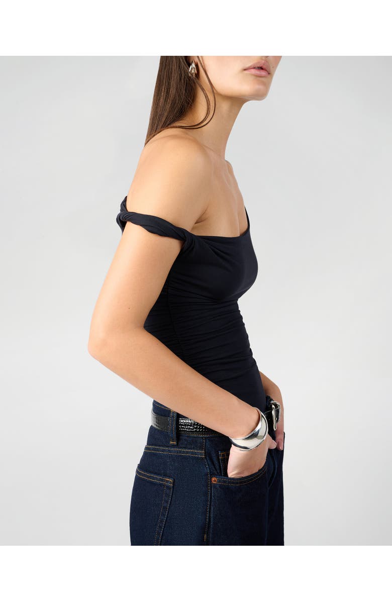 WeWoreWhat Twisted Off The Shoulder Top, Alternate, color, Black