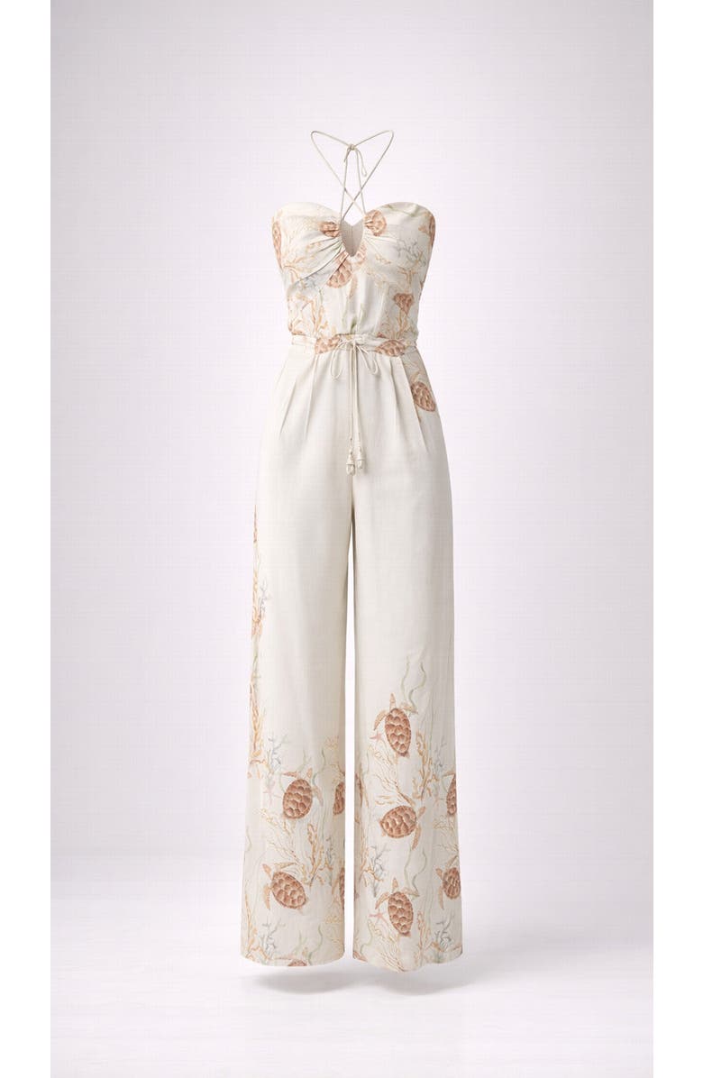 Sable Costamar Linen-blend Halter Wide-leg Jumpsuit, Alternate, color, Ivory (Off-White)