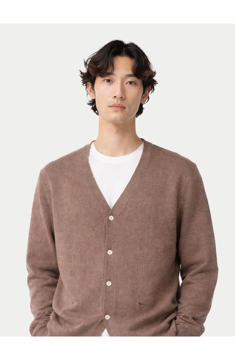 Gobi Cashmere Cashmere Timeless V-Neck Cardigan, Alternate, color, Taupe