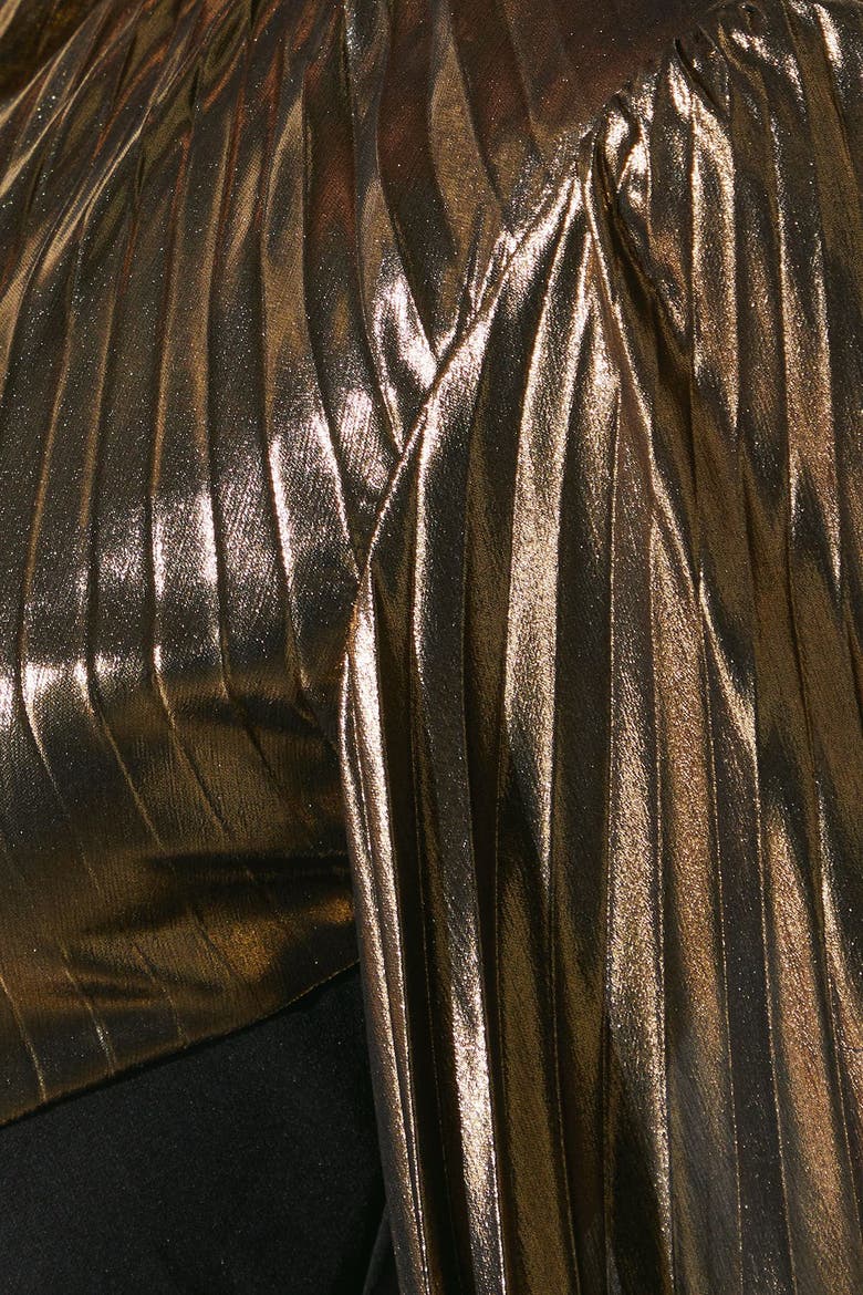 Party Metallic Long Sleeve Mini Dress, Alternate, color, Dark Bronze