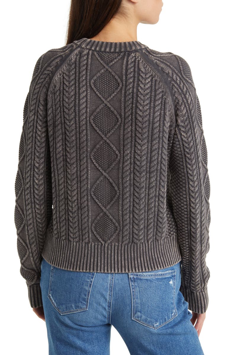Faherty Sunwash Organic Cotton Cable Crewneck Sweater, Alternate, color,
