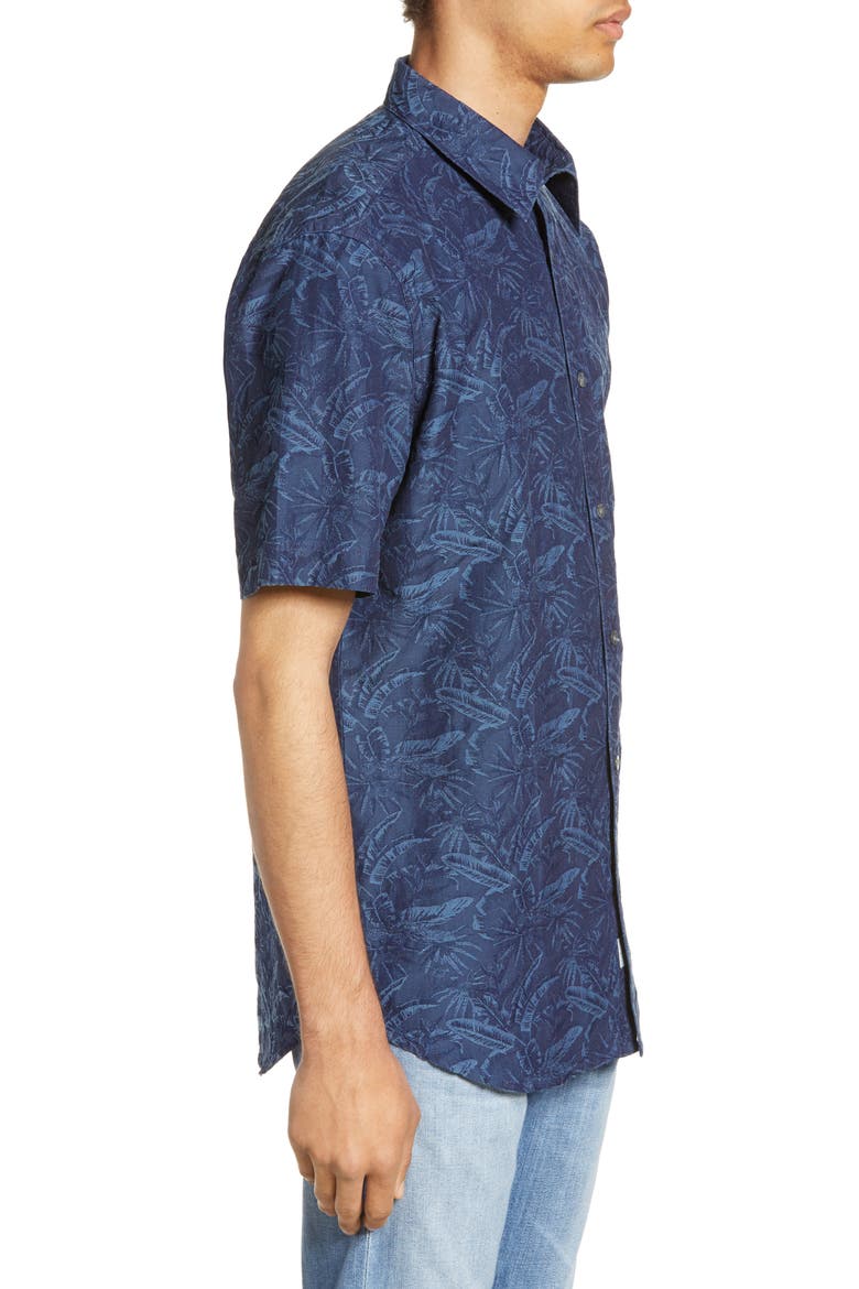 Venice Regular Fit Palm Print Shirt, Alternate, color, INDIGO