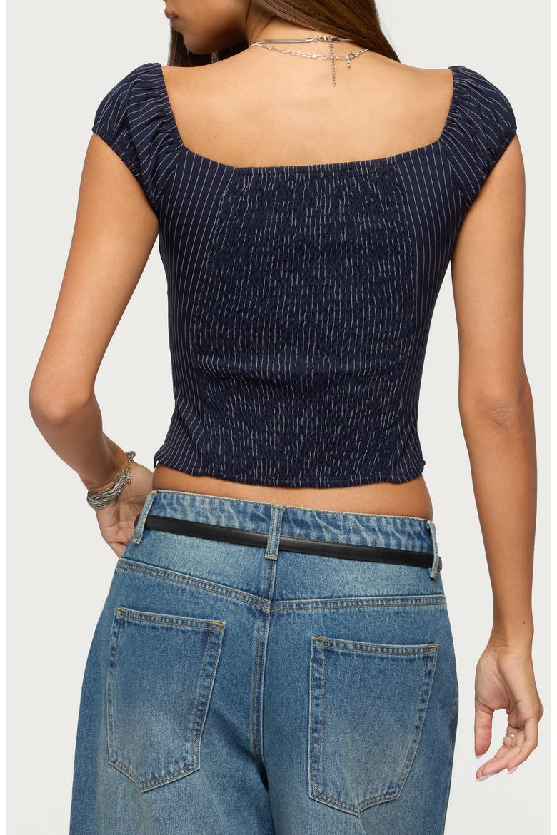 Eugenia Pinstripe Crop Top, Alternate, color, NAVY-AND-WHITE