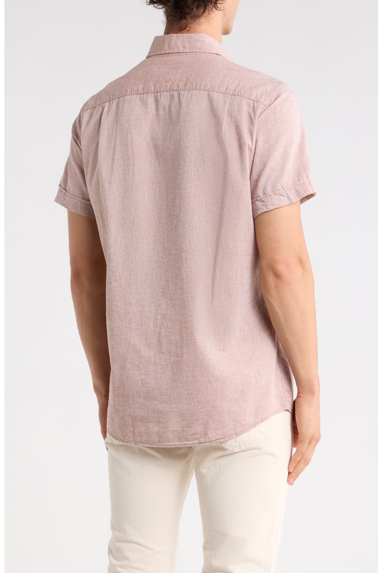 Baywater Short Sleeve Linen & Cotton Button-Up Shirt, Alternate, color, BRICK