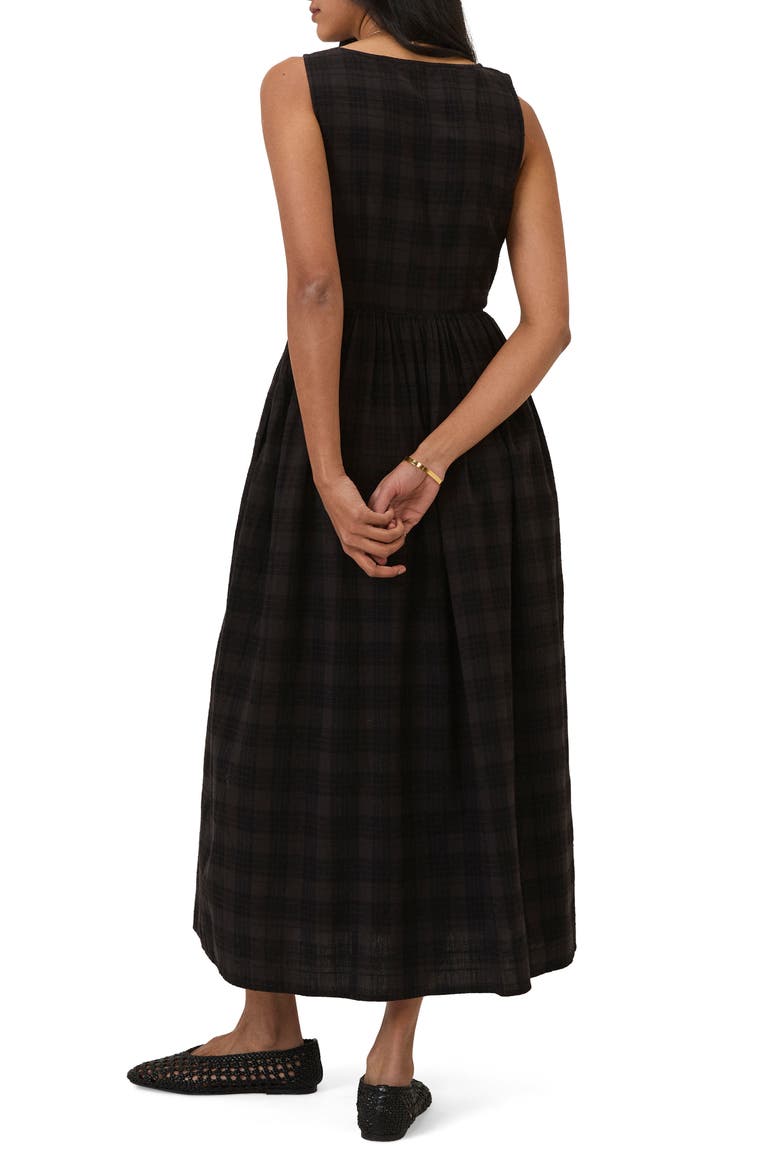 Cora Plaid Midi Dress, Alternate, color, BLACK
