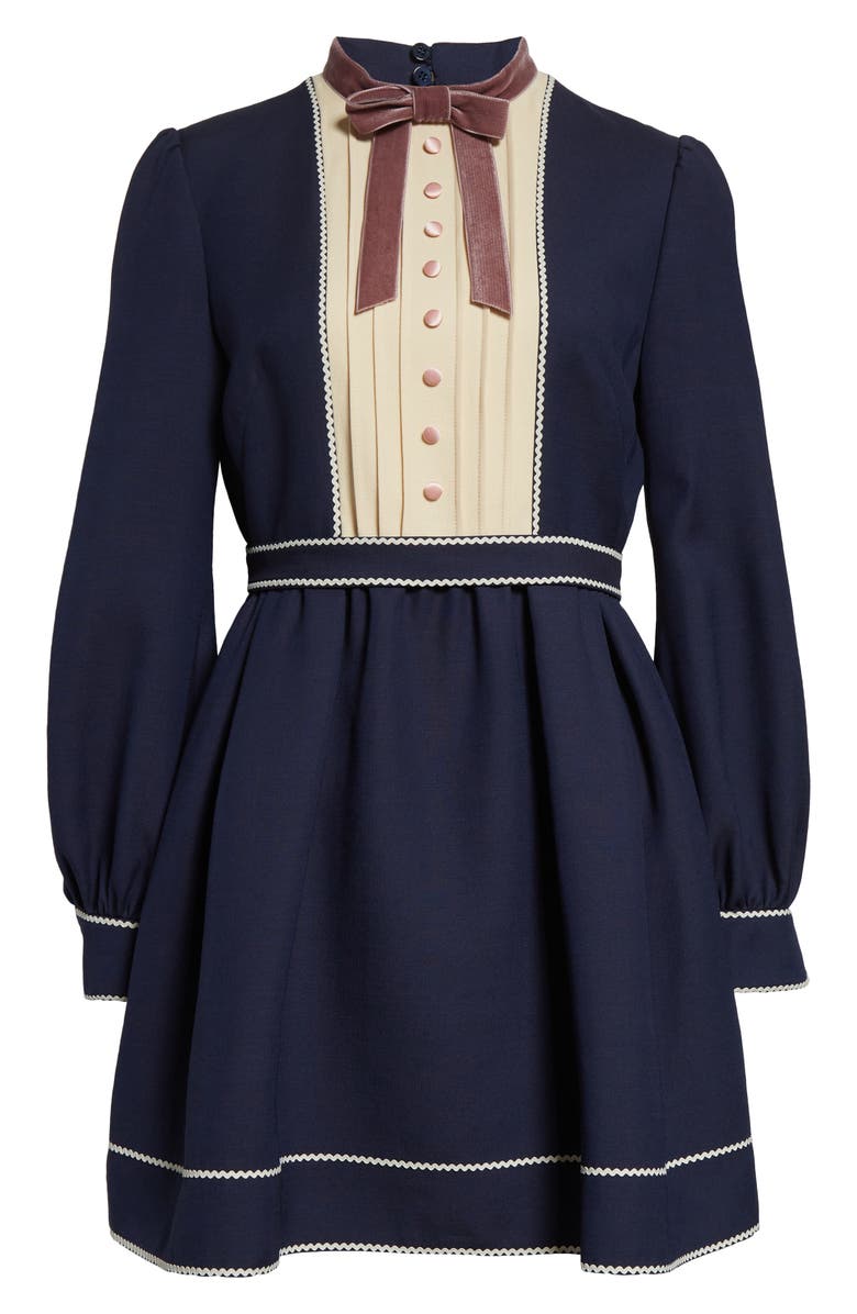 Valentino Garavani Long Sleeve Crepe Couture Minidress, Alternate, color, Blue Multi
