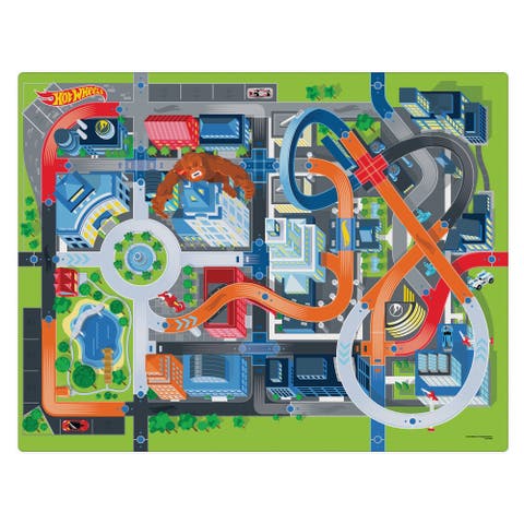 Hot Wheels Floor Playmat & 2 Toy Cars, 47 X 61"