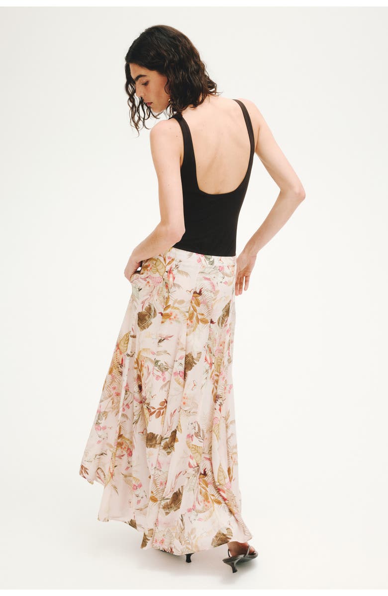 H&M Flared Viscose-blend Skirt, Alternate, color, Light Peach Pink/Floral