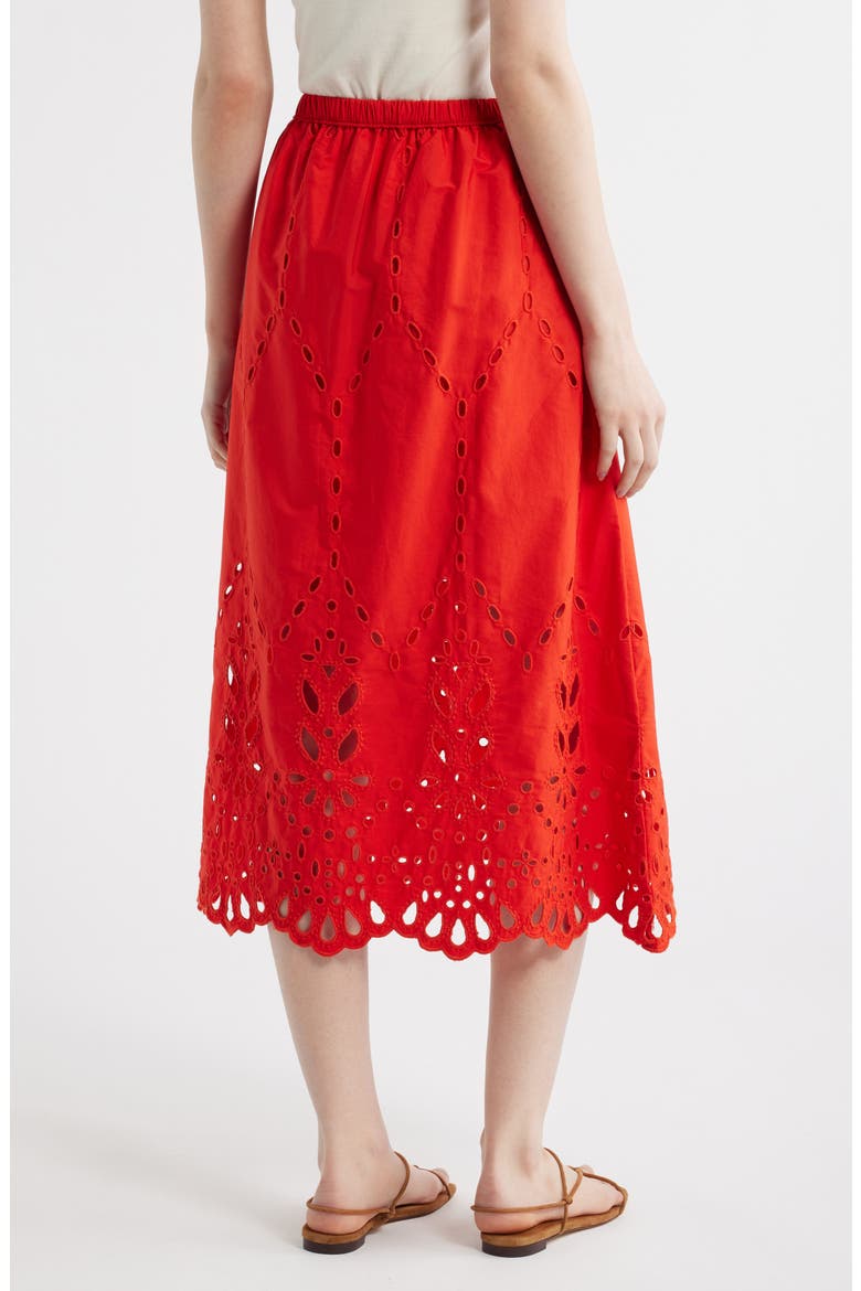 Embroidered Midi Skirt, Alternate, color, WILD POPPY
