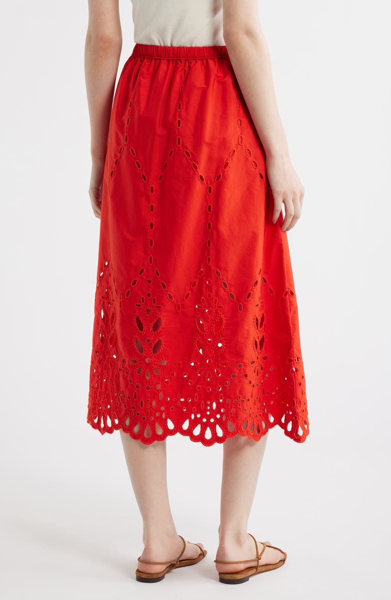 Madewell Embroidered Midi Skirt, Alternate, color, Wild Poppy