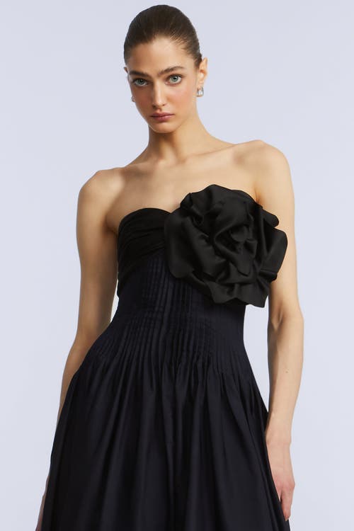 Bcbg High Low Gown With Flower In Black