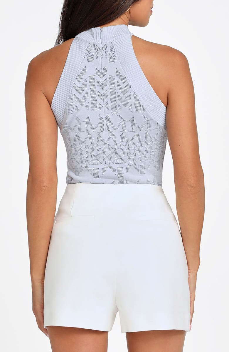 Marciano Billie Monogram Pointelle Sleeveless Mock Neck Sweater, Alternate, color, Blue Tones Jacquard