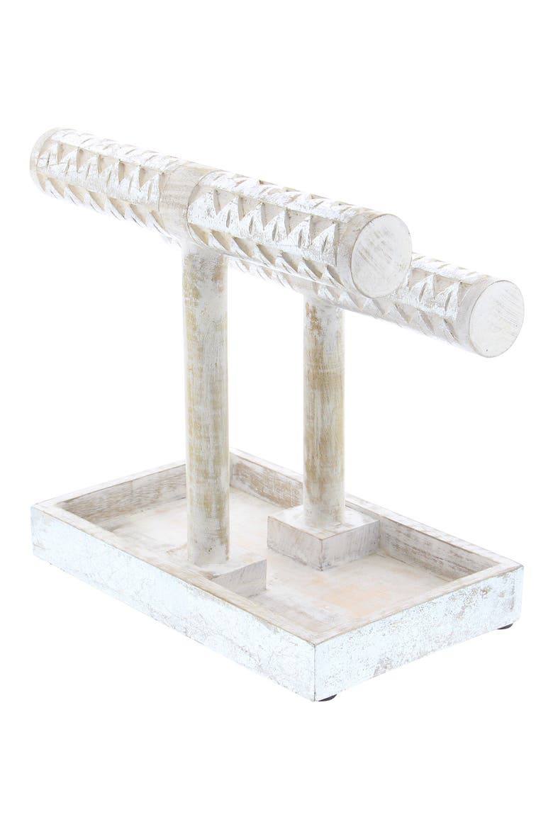 Silvertone Wood Natural Jewelry Stand, Alternate, color, SILVER
