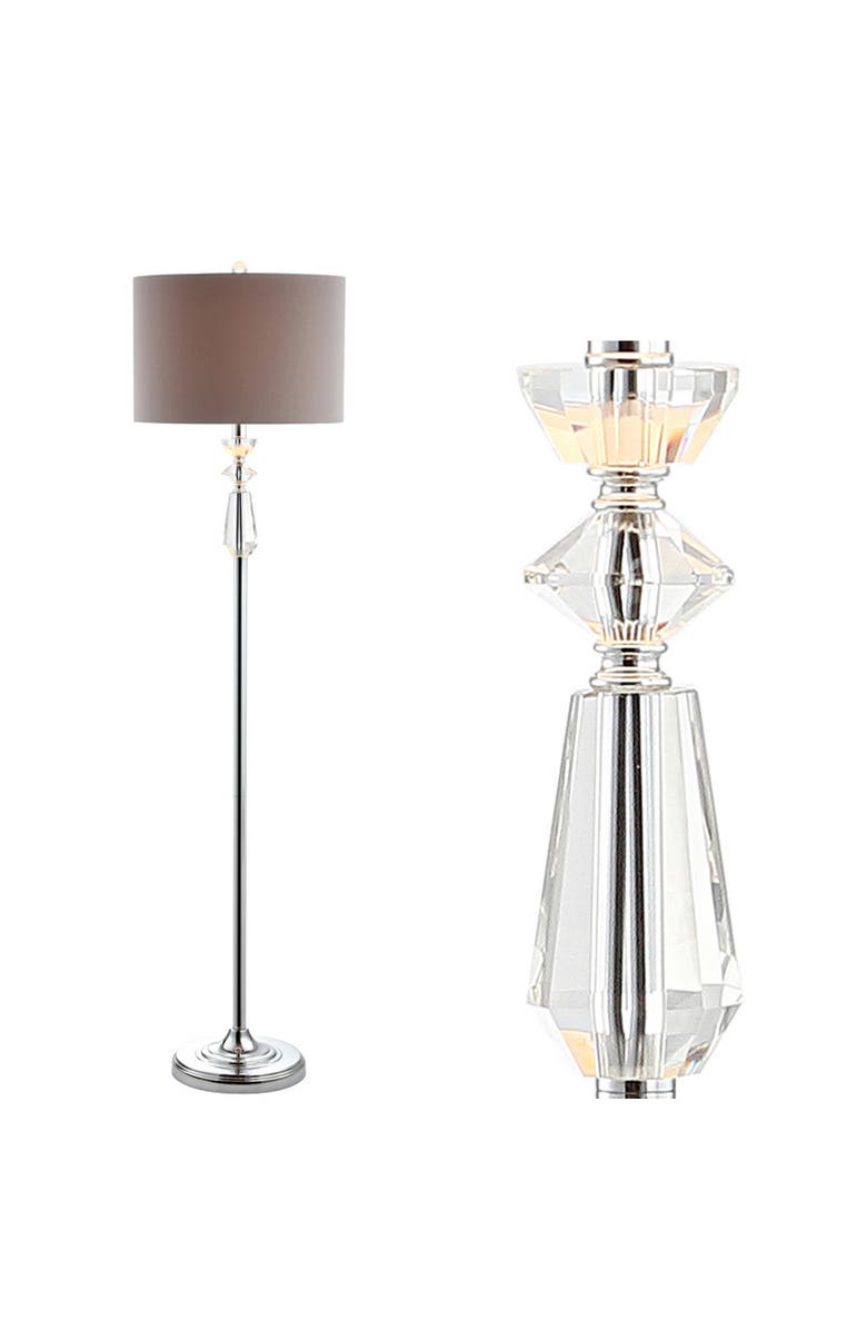 JONATHAN Y Layla Crystal / Metal LED Floor Lamp, Main, color, Clear/Chrome