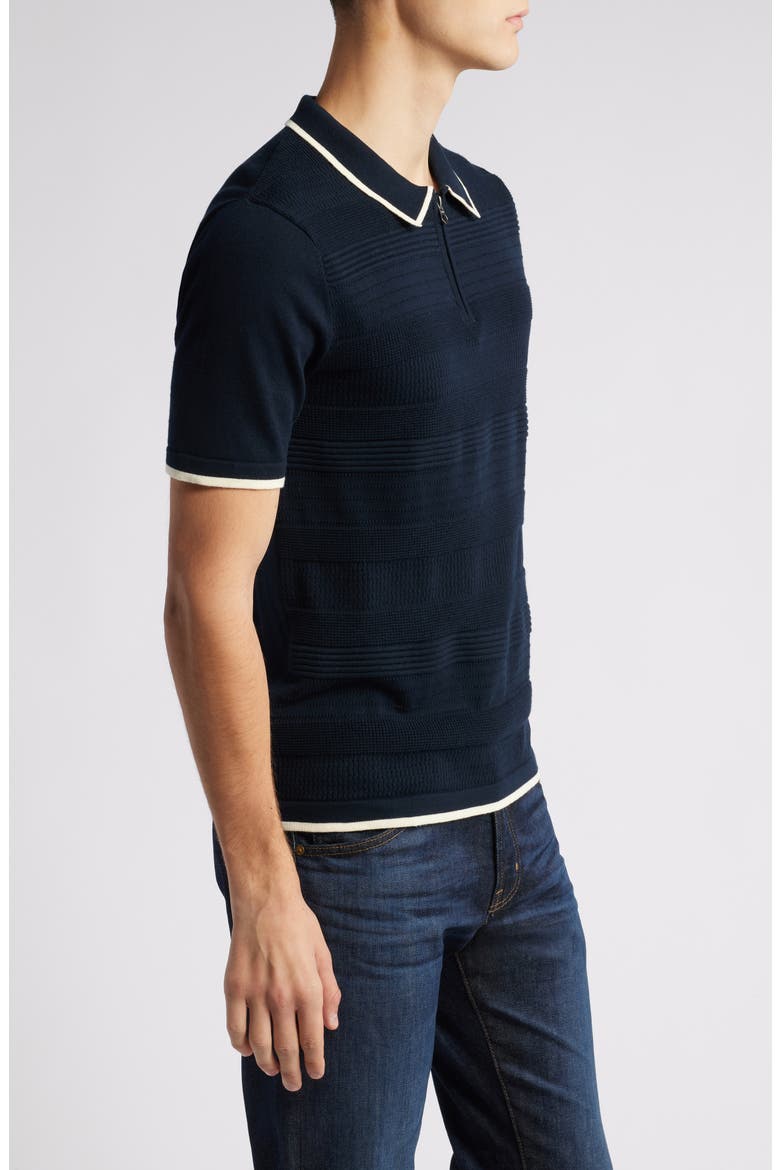 Tipped Quarter Zip Polo, Alternate, color, DARK NAVY