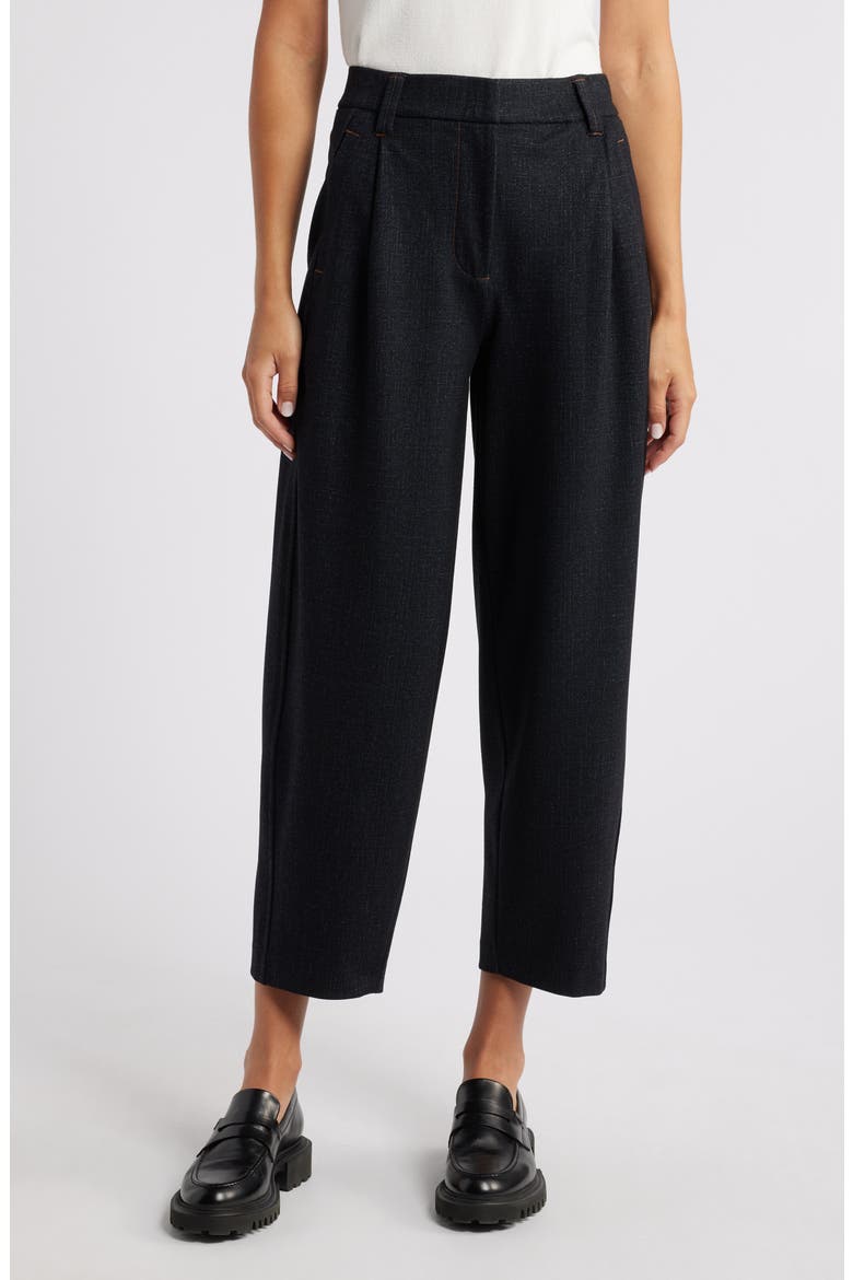 'Ab'Solution Skyrise Pleated Barrel Pants, Main, color, DARK INDIGO