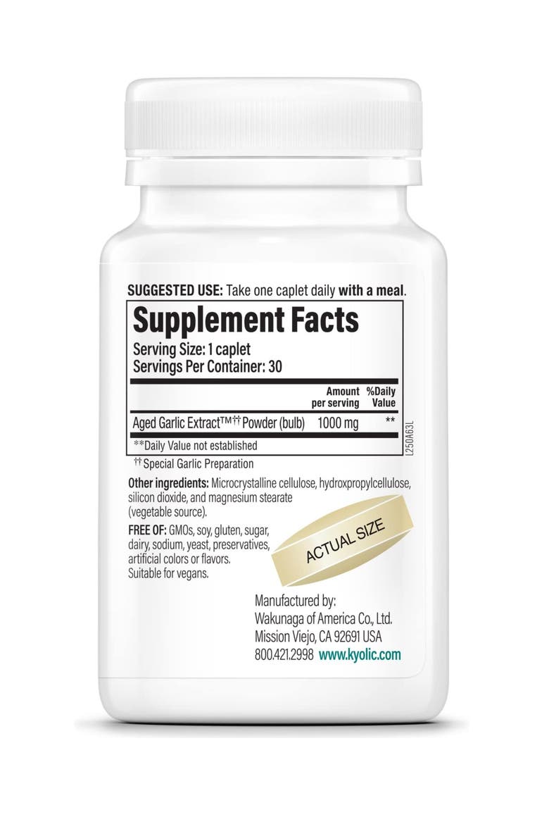 Aged Garlic Extract Formula 250, Cardiovascular Health, One Per Day  30 Caplets, Alternate, color, None