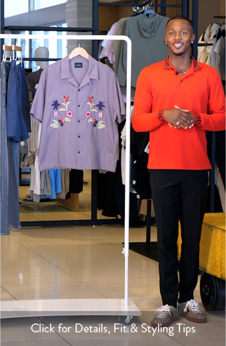 Weave Floral Embroidered Camp Shirt, sales video thumbnail