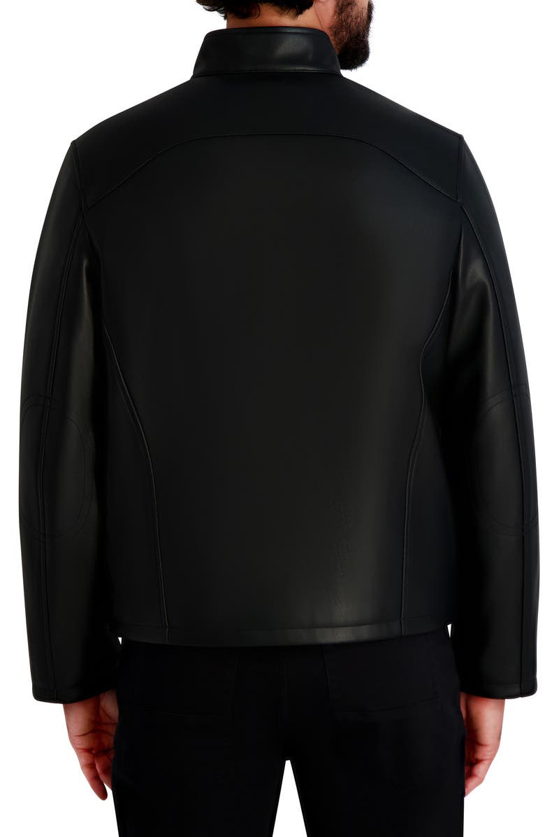 KARL LAGERFELD PARIS Faux Leather Racer Jacket, Alternate, color, Black