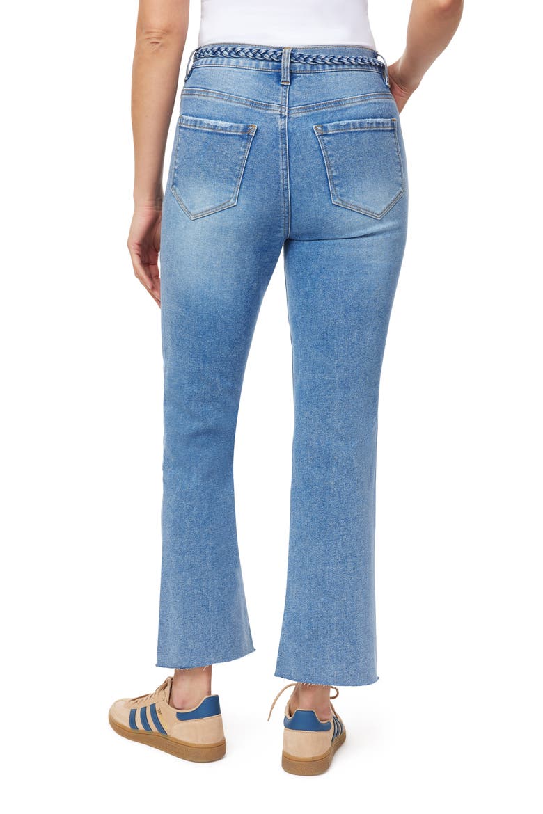 High Waist Belted Flare Leg Cropped Jeans, Alternate, color, PORTLAND
