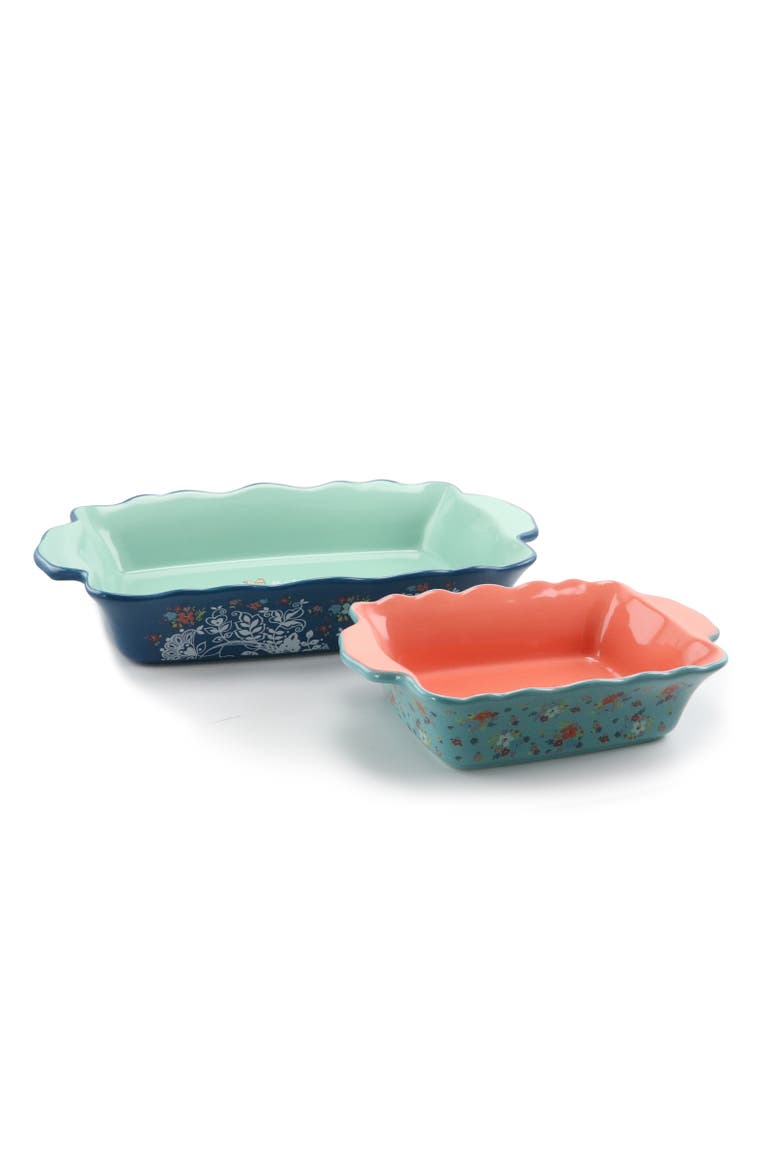 2 Piece Stoneware Bakeware Pan Set In Assorted Colors, Main, color, Blue