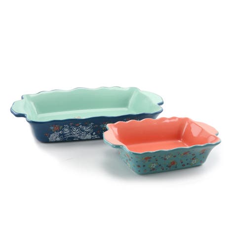 2 Piece Stoneware Bakeware Pan Set In Assorted Colors