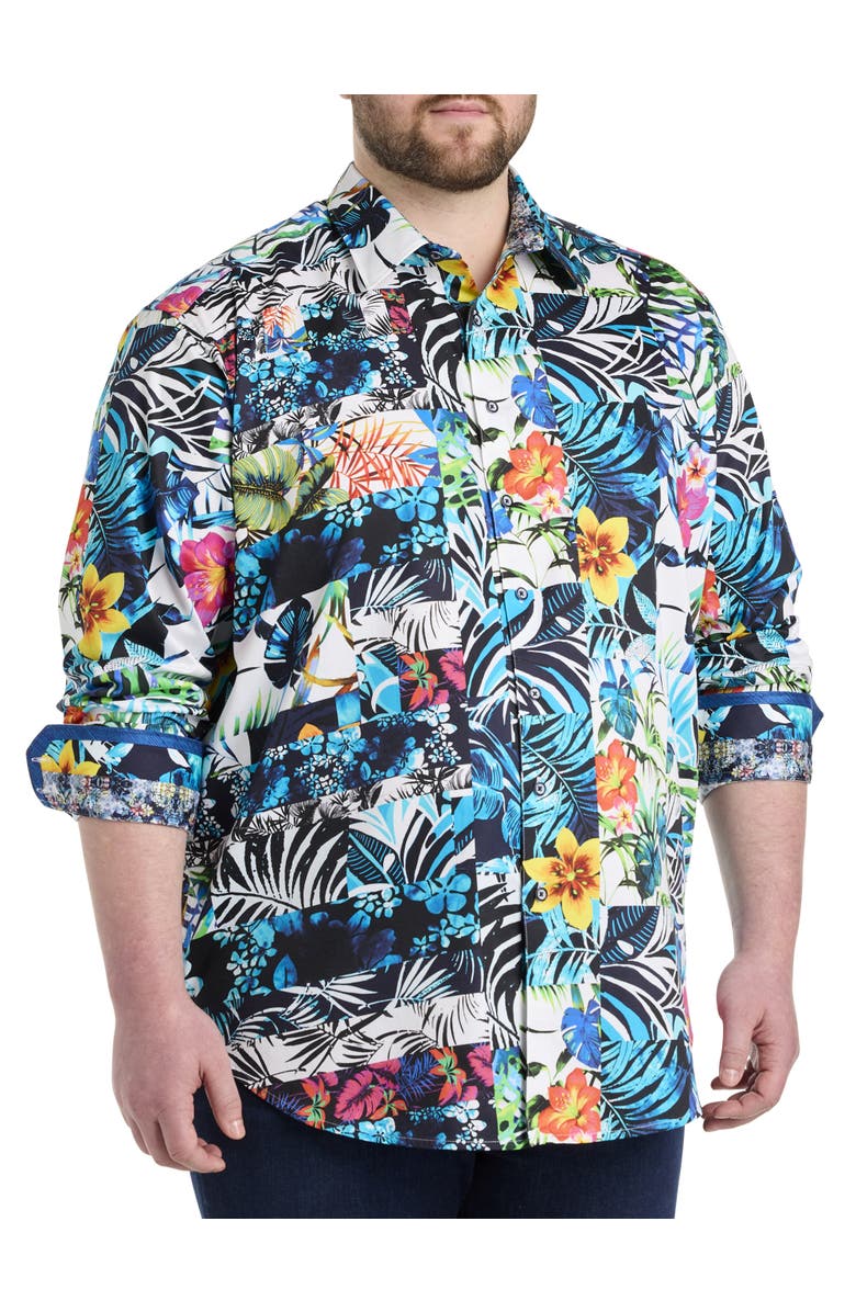 Robert Graham DXL Big & Tall Tahiti Sport Shirt, Main, color, Multi