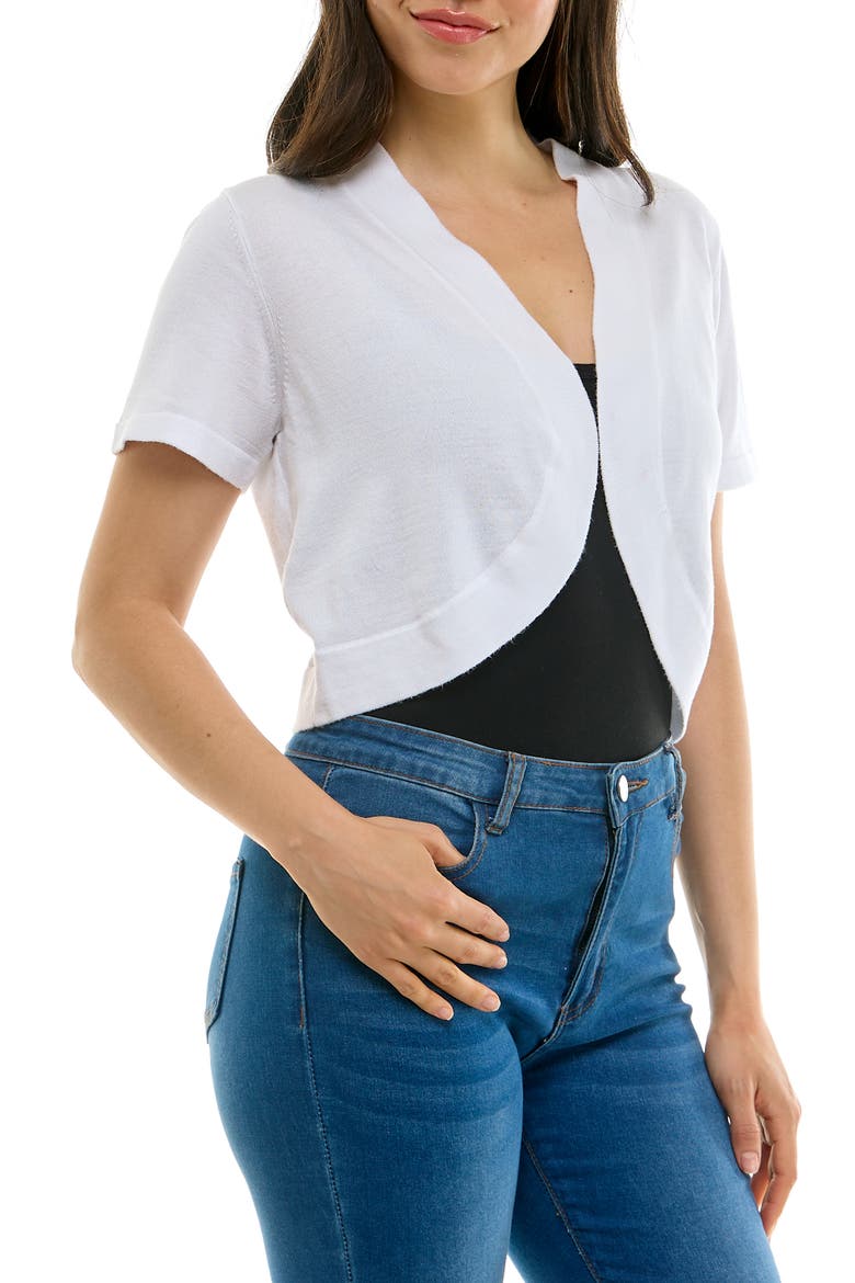 Knit Bolero, Alternate, color, WHITE