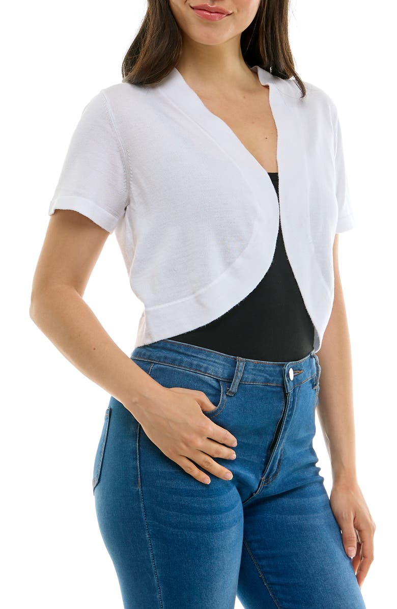 Nina Leonard Knit Bolero, Alternate, color, White