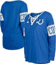 New Era Women's New Era Blue Indianapolis Colts Lace-Up Notch Neck Long Sleeve T-Shirt