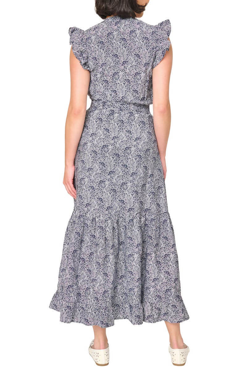 GIBSONLOOK Floral Tie Waist Maxi Dress, Alternate, color, Midnight Vine