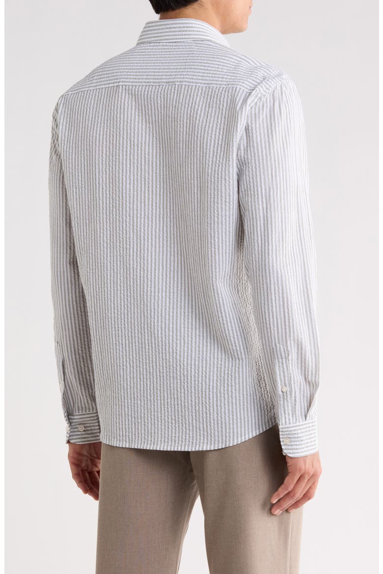 Vertical Stripe Long Sleeve Button-Up Shirt, Alternate, color, WHITE