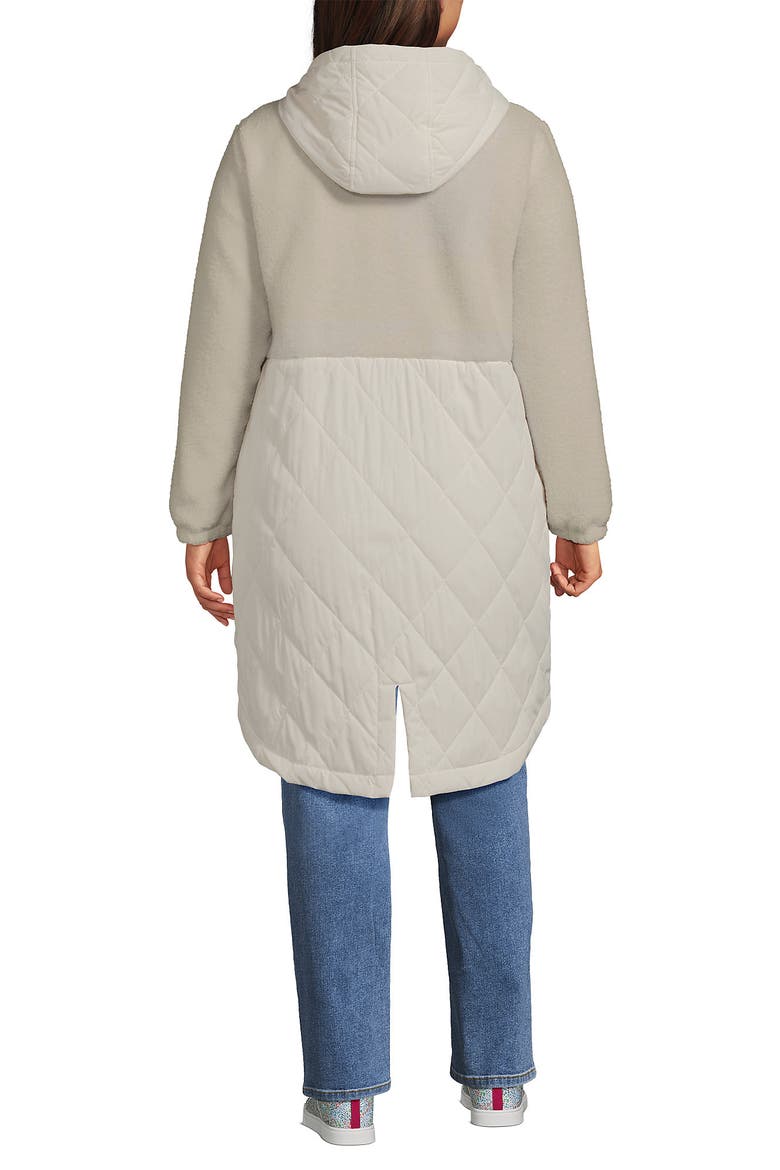 High Pile Quilted Mixed Media Parka, Alternate, color, Egret White