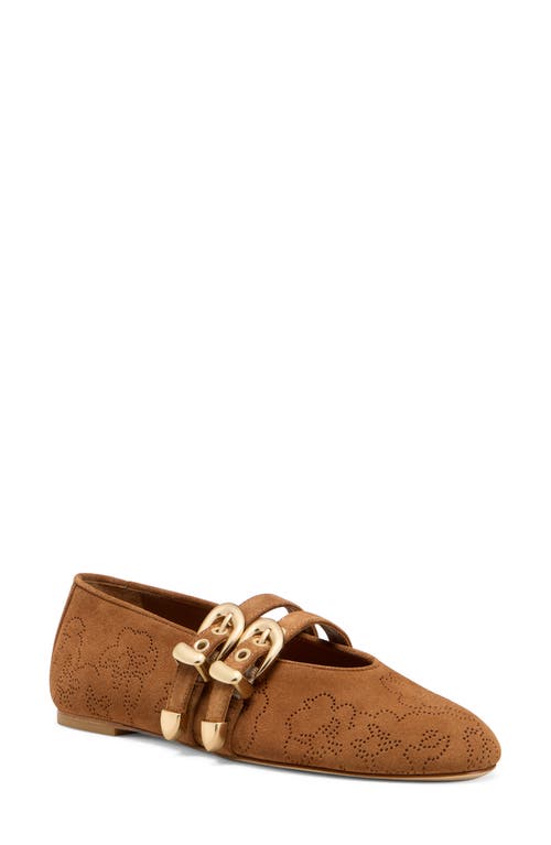 Stuart Weitzman Maven Perforated Suede Mary Jane Flats
