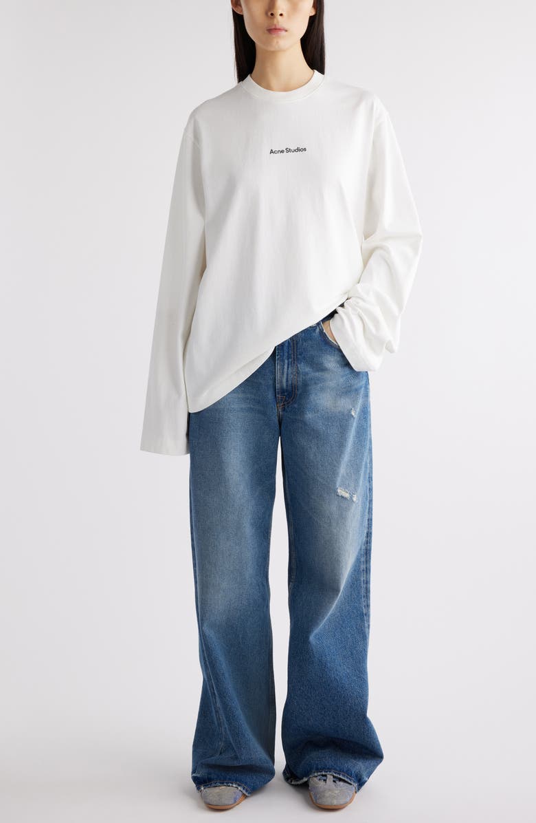 Acne Studios Edden Oversize Organic Cotton Logo Graphic T-Shirt, Alternate, color, Optic White