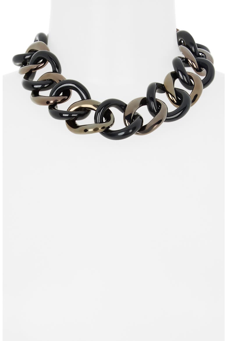 Mixed Metal Chunky Link Collar Necklace, Alternate, color, GUNMETAL