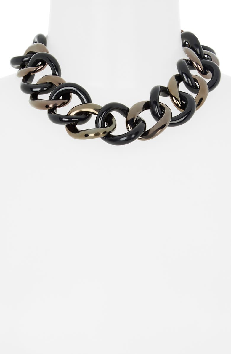 Kenneth Jay Lane Mixed Metal Chunky Link Collar Necklace, Alternate, color, Gunmetal