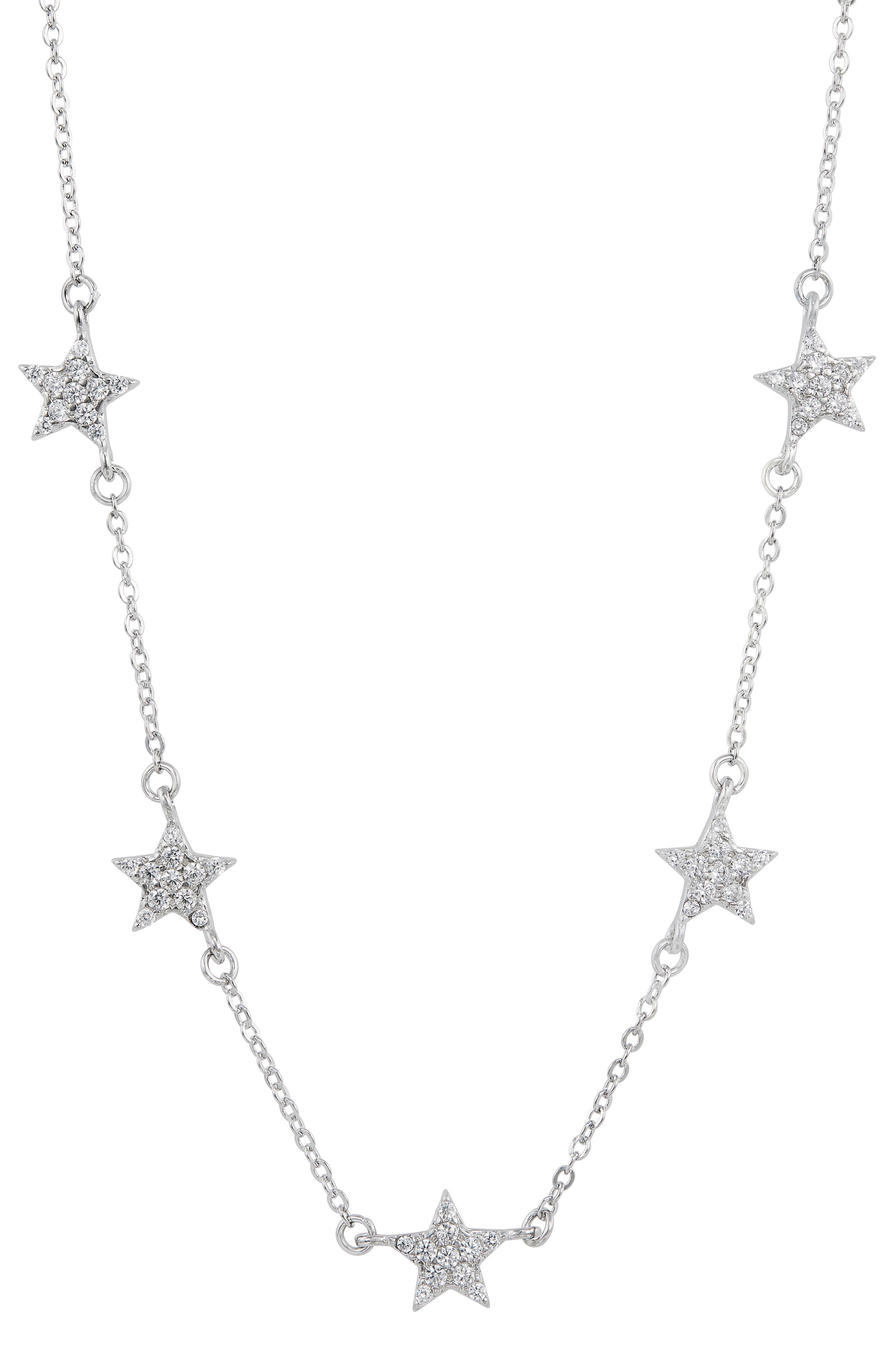 SAVVY CIE JEWELS Cubic Zirconia Pavè Star Station Necklace