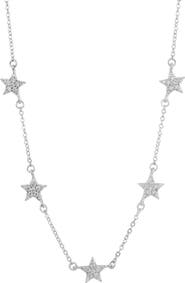 SAVVY CIE JEWELS Cubic Zirconia Pavè Star Station Necklace