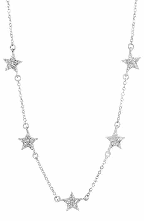 SAVVY CIE JEWELS Cubic Zirconia Pavè Star Station Necklace