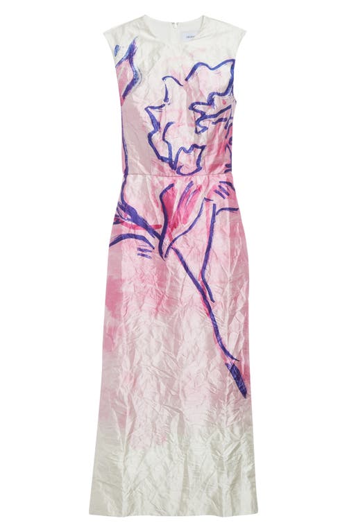 Erdem Crinkled Metallic Satin Sheath Dress In Pink