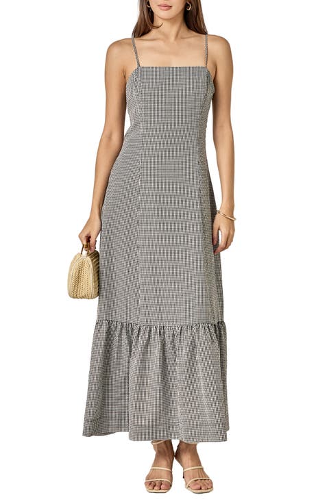 Gingham Ruffle Hem Maxi Dress