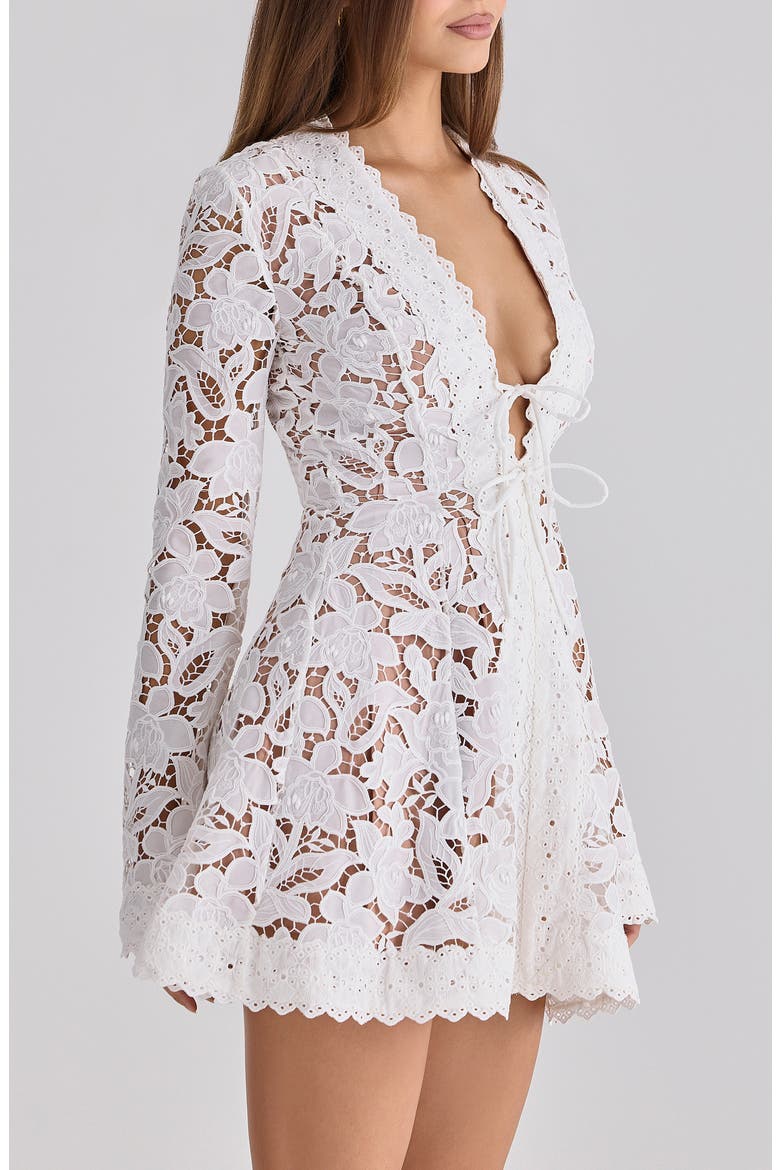 Bianca Cutout Lace Minidress, Alternate, color, WHITE