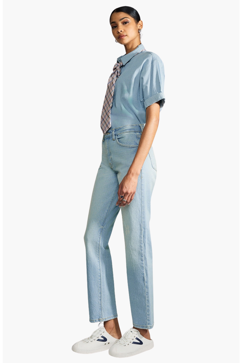 Marisela Premier High Rise Straight Jeans, Alternate, color, Light Wash