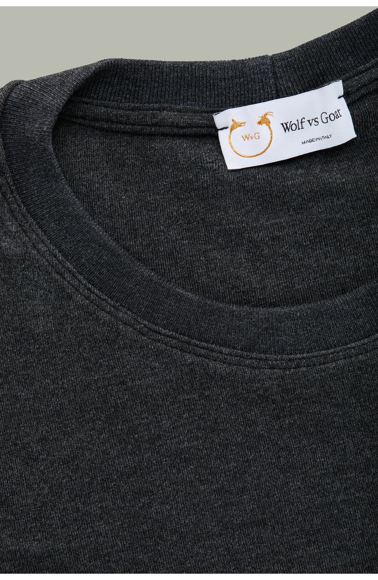 Wolf Vs. Goat (WvG) Heavyweight Viscose Interlock Short Sleeve Crewneck, Alternate, color, Black