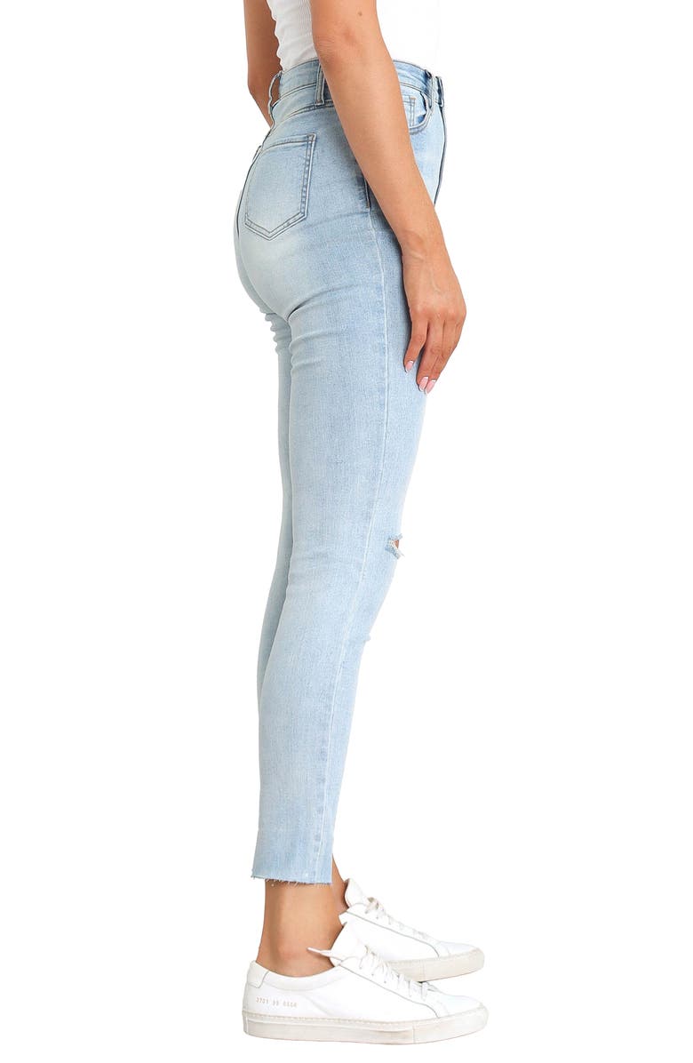 Petal & Pup Hadie Ripped Raw Hem Ankle Skinny Jeans, Alternate, color, Light Blue Wash