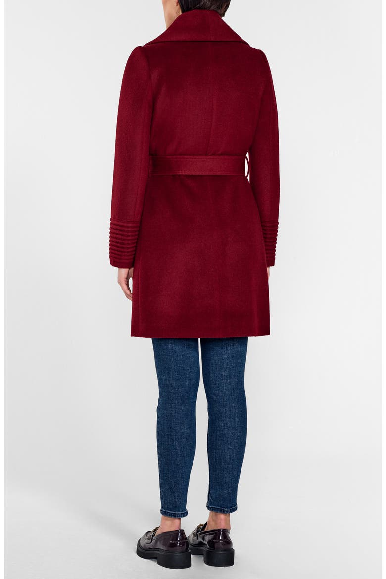 Shawl Collar Alpaca & Wool Coat, Alternate, color, GARNET RED